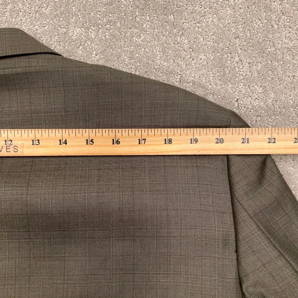 Pronto Uomo Couture Blazer Mens 44L Olive Brown Glen Plaid Designer Luxury Wool